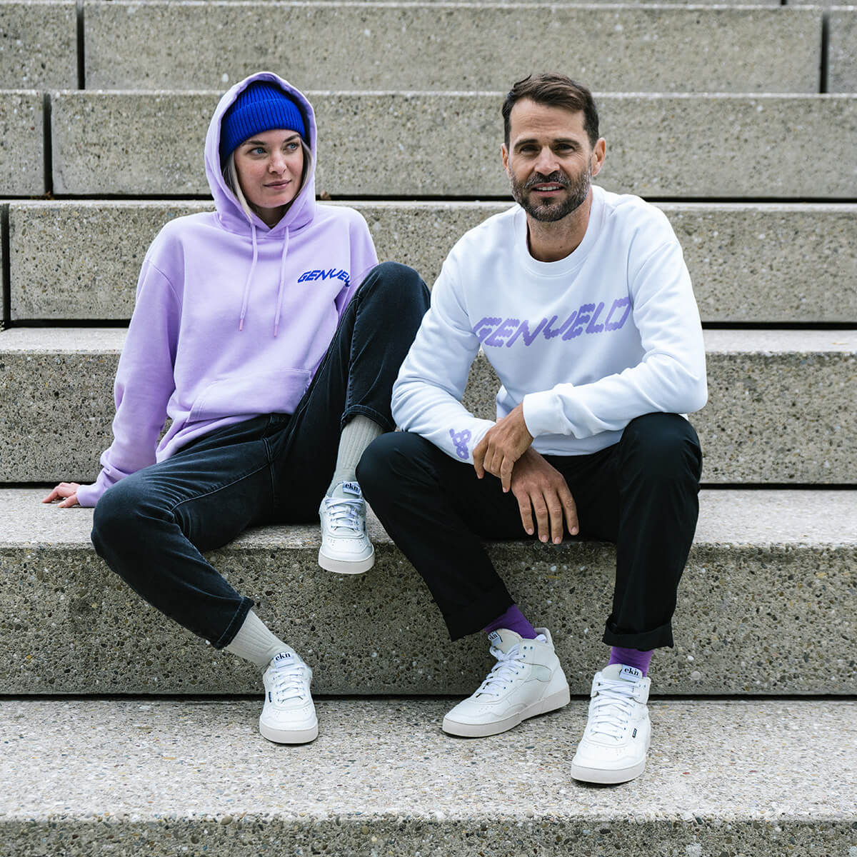 GENVELO Sweatshirt und T-Hoddie weiss und  lilac