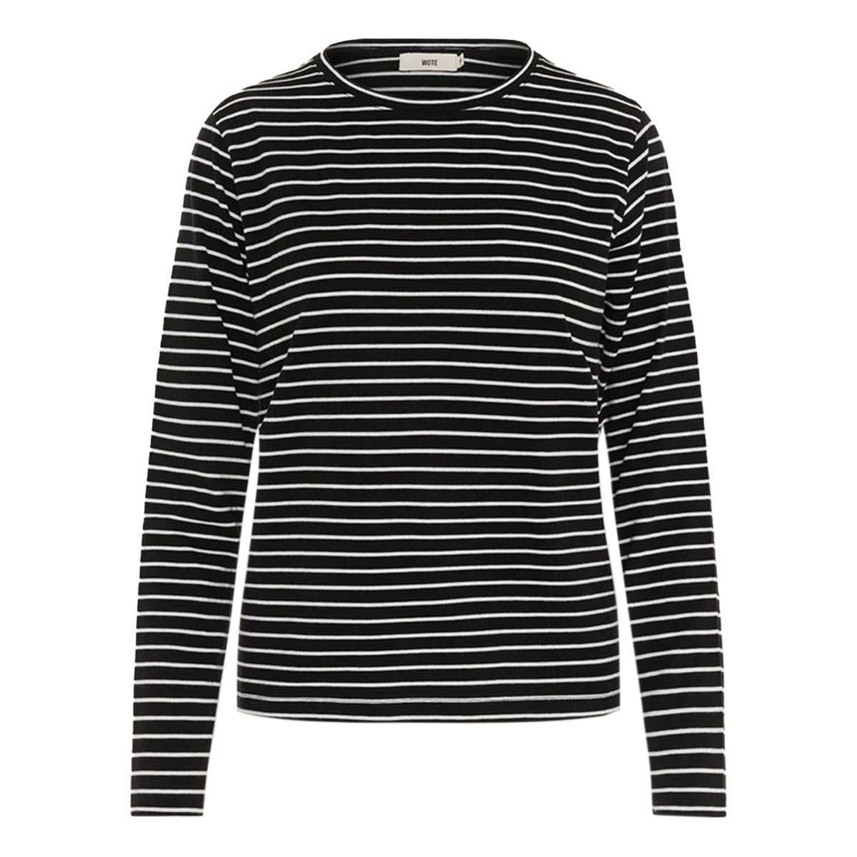 WOTE Streifen Langarmshirt Damen WOTE_Longsleeve_Women_WO_Streifen-Rundhals_schwarz_01
