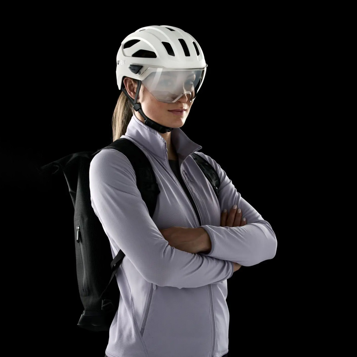 uvex stride visor Helm mit Visier Unisex white matt weiß am Model